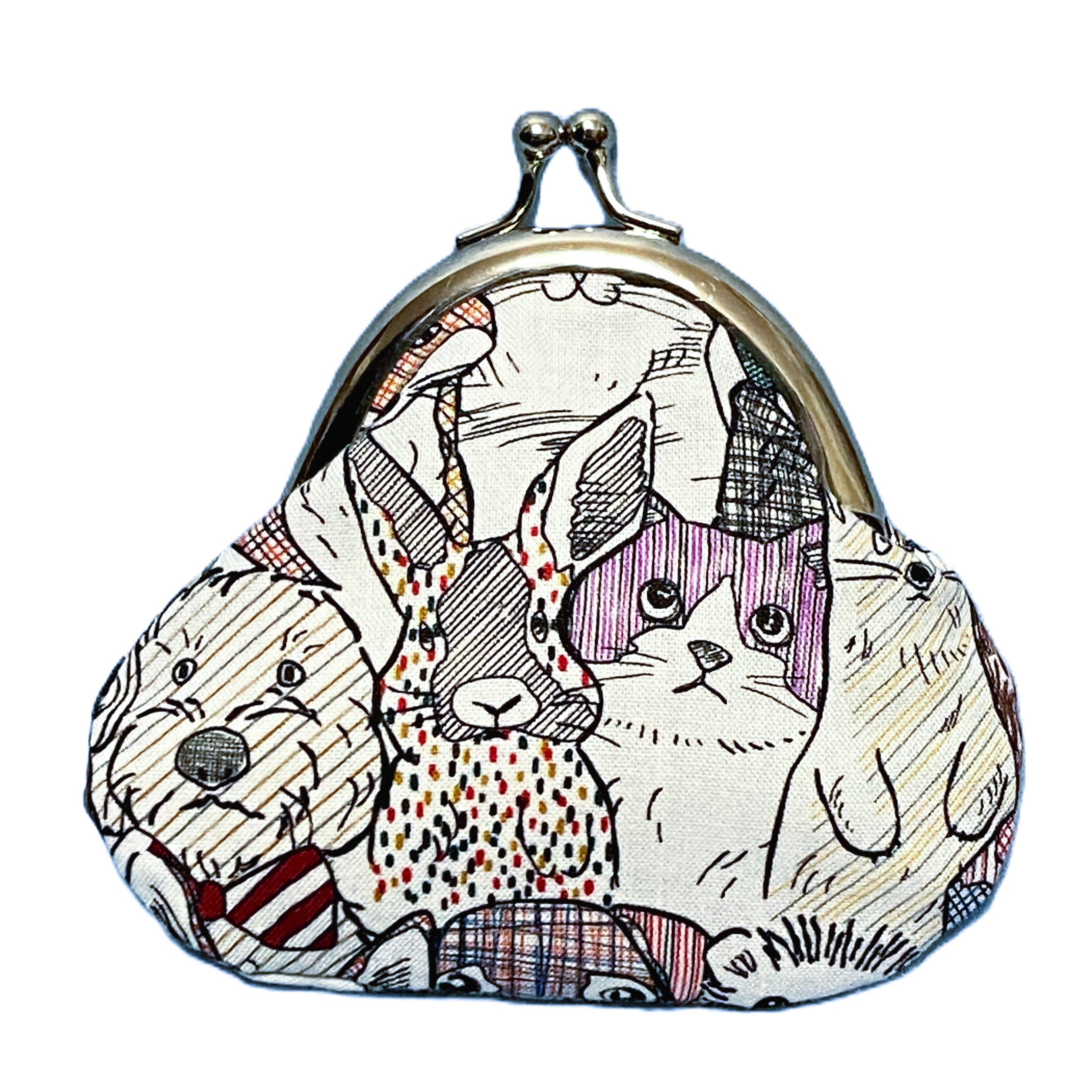 【SAYURI】ハンドメイド丸型がま口財布　アニマルズ