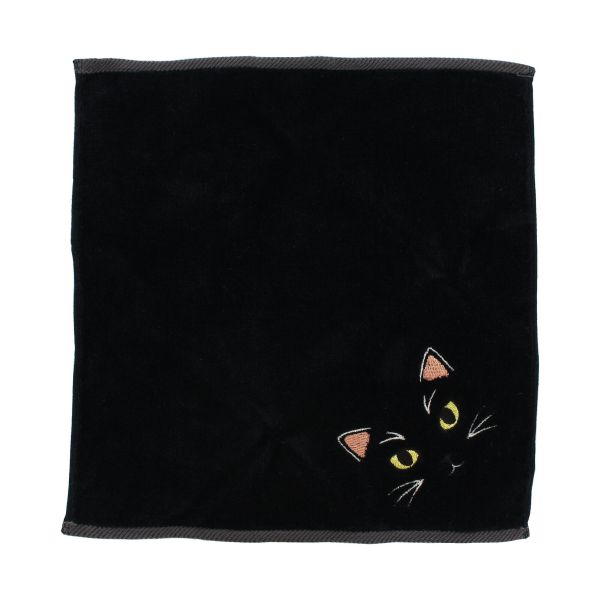 タオルハンカチ　ニャンコシリーズ うちの子毛並み　黒猫