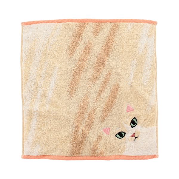 タオルハンカチ　ニャンコシリーズ うちの子毛並み　クリーム