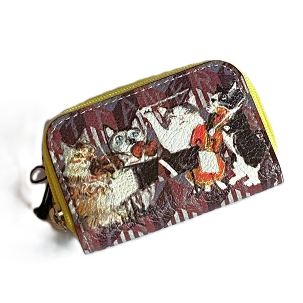 【マンハッタナーズ】モノグラムパース　コインケース　猫の演奏にブラボー