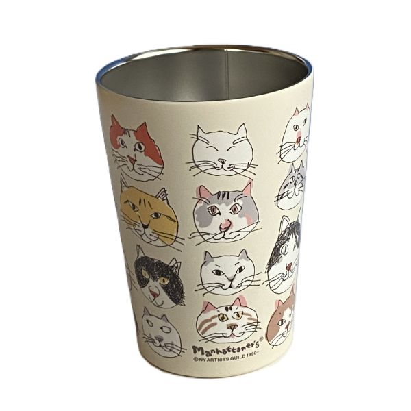 【マンハッタナーズ】2WAYタンブラー　ぎっしり猫顔