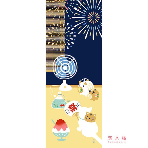 【濱文様】絵てぬぐい　涼しや夏花火