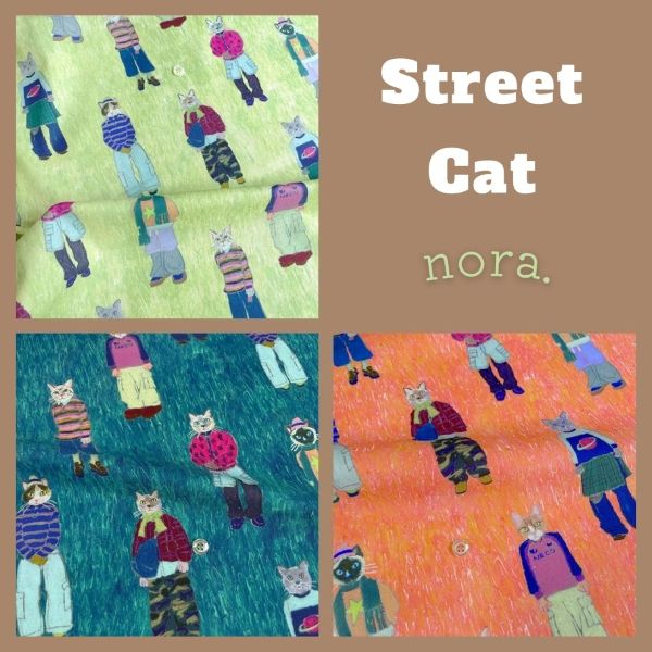 【nora.】生地  Street Cat　(50ｃｍ単位）
